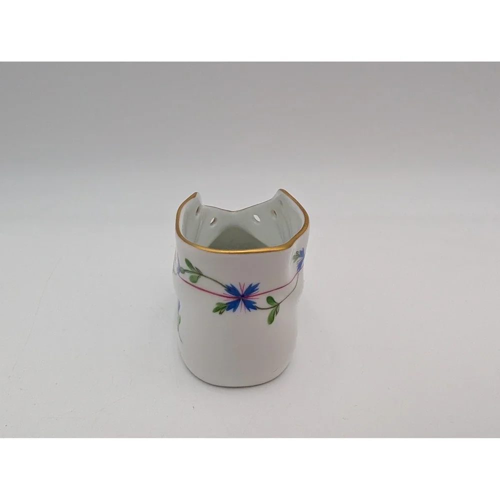 Herend Hungary Porcelain Baby Shoe Figurine White Floral Gold Trim